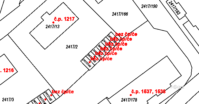 Rychnov nad Kněžnou 38494205 na parcele st. 2417/142 v KÚ Rychnov nad Kněžnou, Katastrální mapa