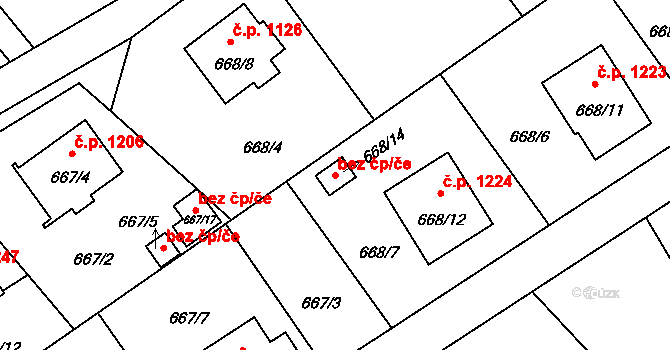 Karviná 41525205 na parcele st. 668/14 v KÚ Ráj, Katastrální mapa