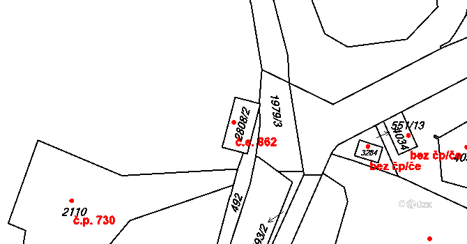 Náchod 862 na parcele st. 2808/2 v KÚ Náchod, Katastrální mapa