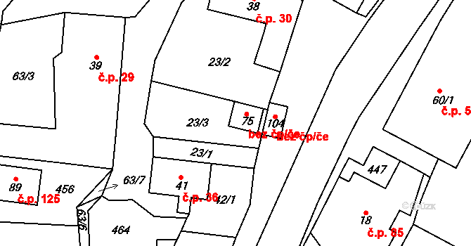 Kosmonosy 45292205 na parcele st. 75 v KÚ Horní Stakory, Katastrální mapa