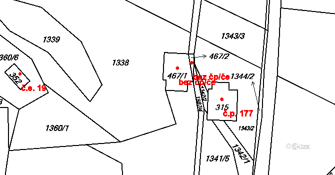 Třinec 46345205 na parcele st. 467/1 v KÚ Guty, Katastrální mapa