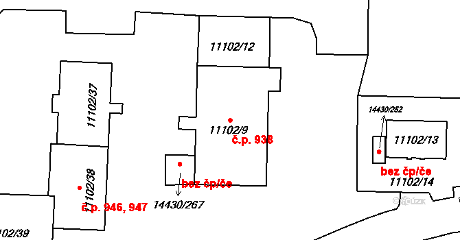 Plzeň 46368205 na parcele st. 11102/9 v KÚ Plzeň, Katastrální mapa