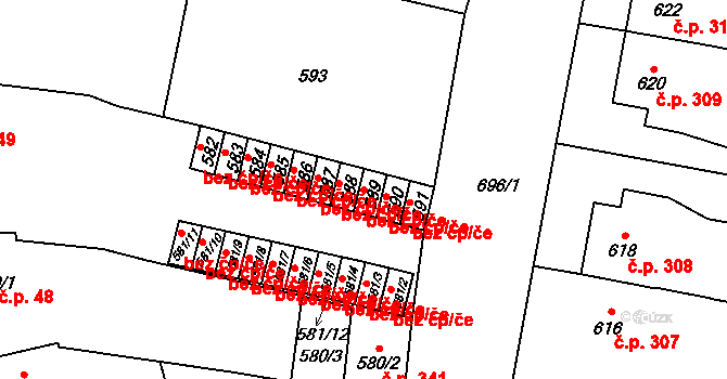 Majetín 47352205 na parcele st. 589 v KÚ Majetín, Katastrální mapa
