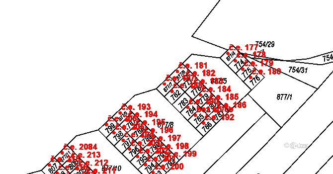 Brno 47948205 na parcele st. 877/7 v KÚ Lesná, Katastrální mapa