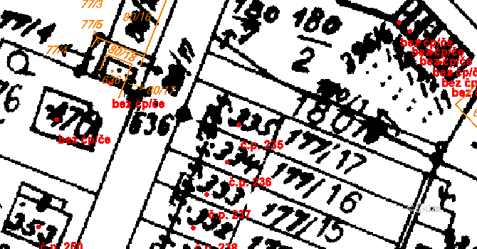 Nasavrky 235 na parcele st. 335 v KÚ Nasavrky, Katastrální mapa