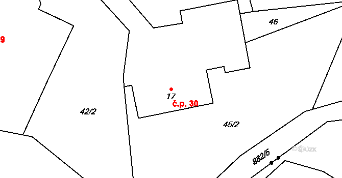 Holešovice 30, Chroustovice na parcele st. 17 v KÚ Holešovice u Chroustovic, Katastrální mapa