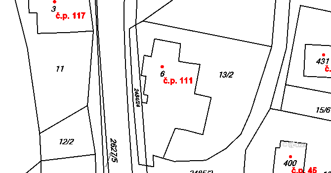Dolní Holetín 111, Holetín na parcele st. 6 v KÚ Dolní Holetín, Katastrální mapa