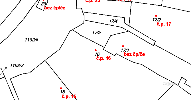 Držkrajov 16, Přeštěnice na parcele st. 16 v KÚ Držkrajov, Katastrální mapa