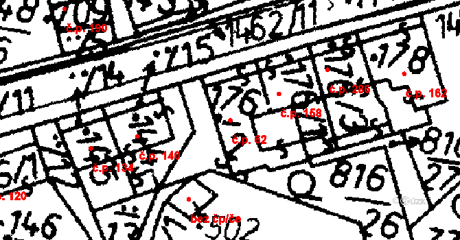 Bernartice 62 na parcele st. 176/2 v KÚ Bernartice u Milevska, Katastrální mapa