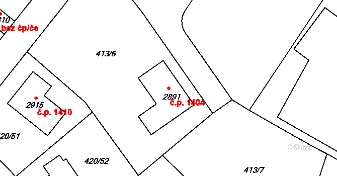 Blatná 1404 na parcele st. 2891 v KÚ Blatná, Katastrální mapa