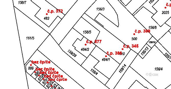 Úšovice 877, Mariánské Lázně na parcele st. 484/2 v KÚ Úšovice, Katastrální mapa