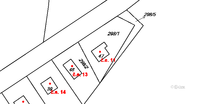 Robčice 11, Kozojedy na parcele st. 47 v KÚ Robčice, Katastrální mapa