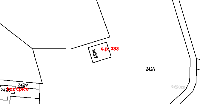Chlum 333, Křemže na parcele st. 242/2 v KÚ Chlum u Křemže, Katastrální mapa