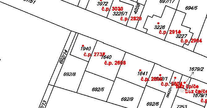 Havlíčkův Brod 2608 na parcele st. 1640 v KÚ Havlíčkův Brod, Katastrální mapa