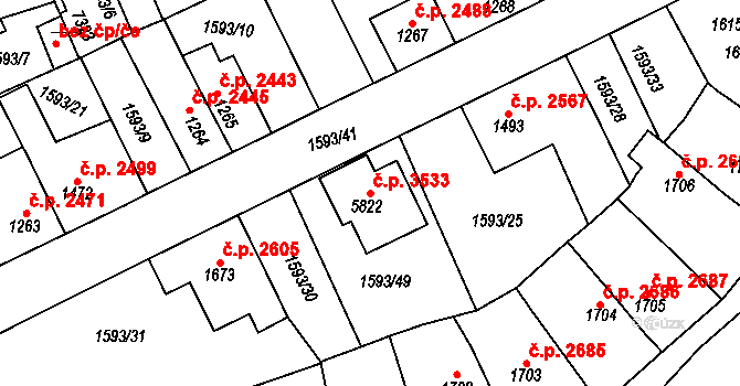 Havlíčkův Brod 3533 na parcele st. 5822 v KÚ Havlíčkův Brod, Katastrální mapa