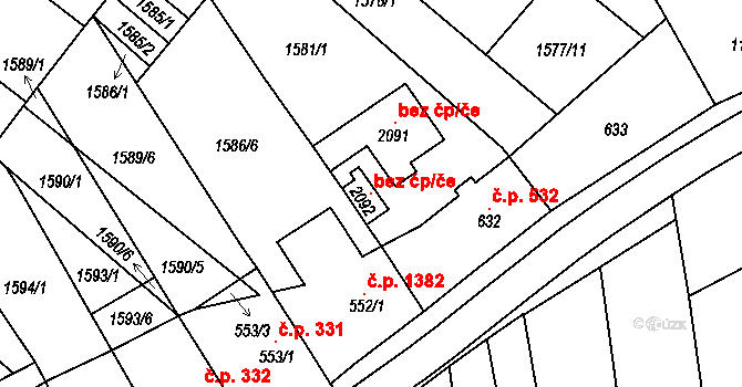 Lanžhot 98655205 na parcele st. 2092 v KÚ Lanžhot, Katastrální mapa