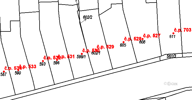 Pohořelice 529 na parcele st. 602/1 v KÚ Pohořelice nad Jihlavou, Katastrální mapa