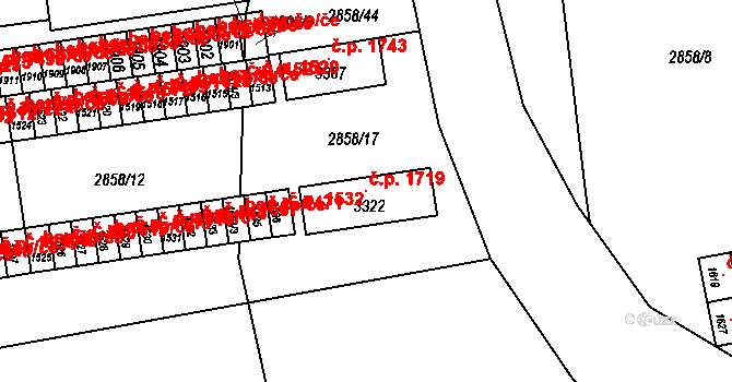 Lipník nad Bečvou I-Město 1719, Lipník nad Bečvou na parcele st. 3322 v KÚ Lipník nad Bečvou, Katastrální mapa
