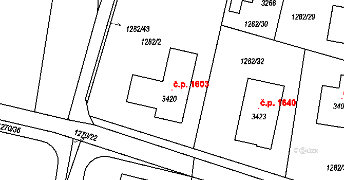 Milevsko 1603 na parcele st. 3420 v KÚ Milevsko, Katastrální mapa