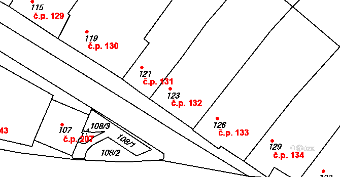 Štítary 132 na parcele st. 123 v KÚ Štítary na Moravě, Katastrální mapa