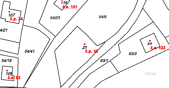 Nivy 18, Děpoltovice na parcele st. 23 v KÚ Nivy, Katastrální mapa