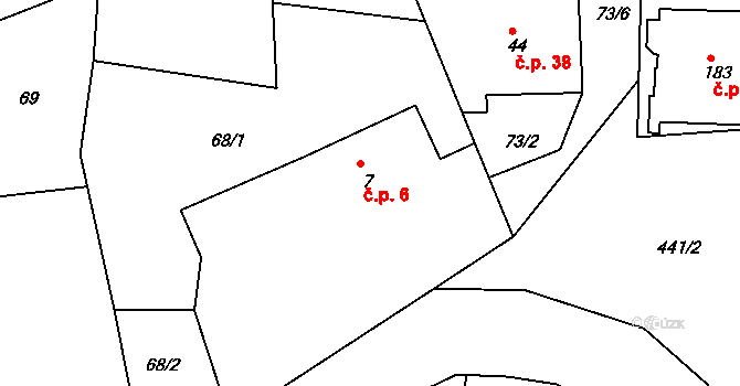 Suhrovice 6, Kněžmost na parcele st. 7 v KÚ Suhrovice, Katastrální mapa
