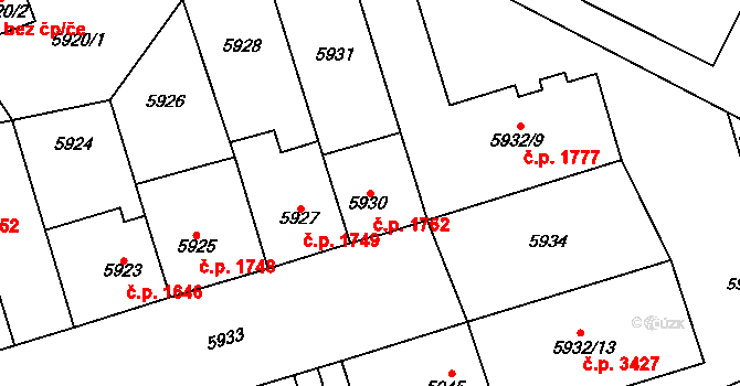 Kladno 1762 na parcele st. 5930 v KÚ Kladno, Katastrální mapa