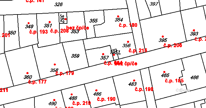 Švermov 664, Kladno na parcele st. 357 v KÚ Motyčín, Katastrální mapa