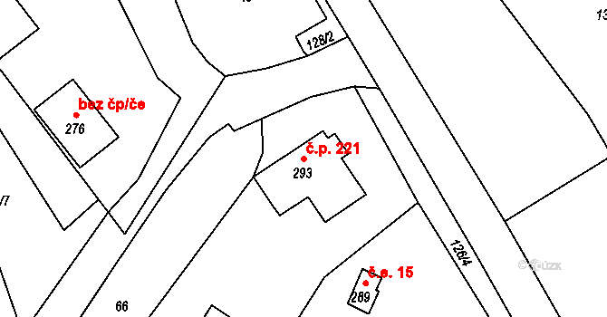 Chotyně 221 na parcele st. 293 v KÚ Chotyně, Katastrální mapa
