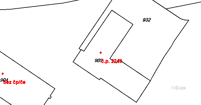 Blansko 2240 na parcele st. 905 v KÚ Lažánky u Blanska, Katastrální mapa