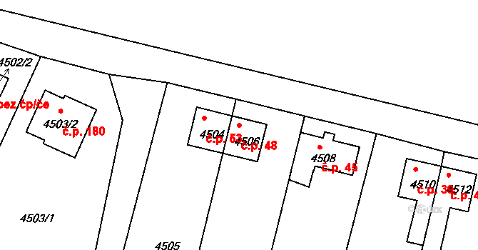 Mimoň V 48, Mimoň na parcele st. 4506 v KÚ Mimoň, Katastrální mapa