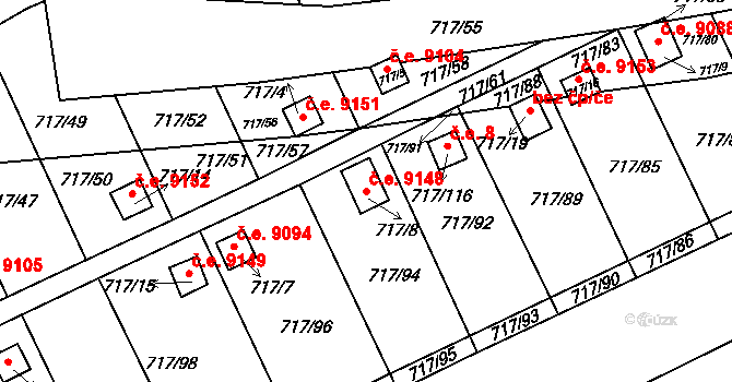 Svádov 9148, Ústí nad Labem na parcele st. 717/8 v KÚ Svádov, Katastrální mapa