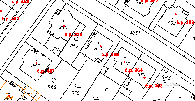 Poděbrady II 399, Poděbrady na parcele st. 975 v KÚ Poděbrady, Katastrální mapa