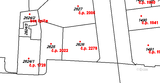Vinohrady 2278, Praha na parcele st. 2626 v KÚ Vinohrady, Katastrální mapa