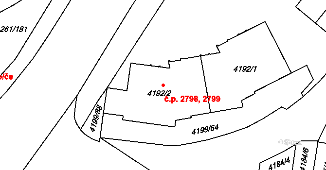 Smíchov 2798,2799, Praha na parcele st. 4192/2 v KÚ Smíchov, Katastrální mapa