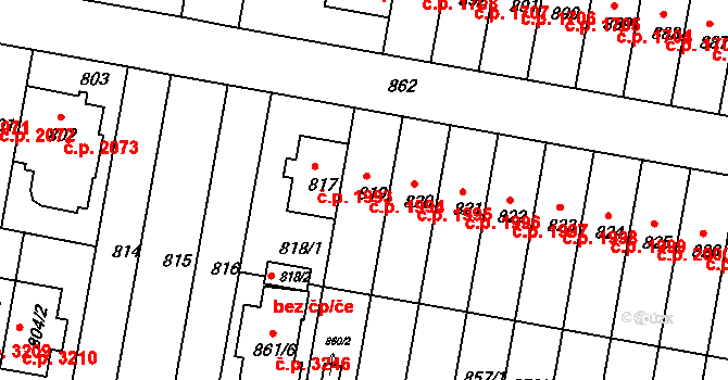 Záběhlice 1994, Praha na parcele st. 819 v KÚ Záběhlice, Katastrální mapa