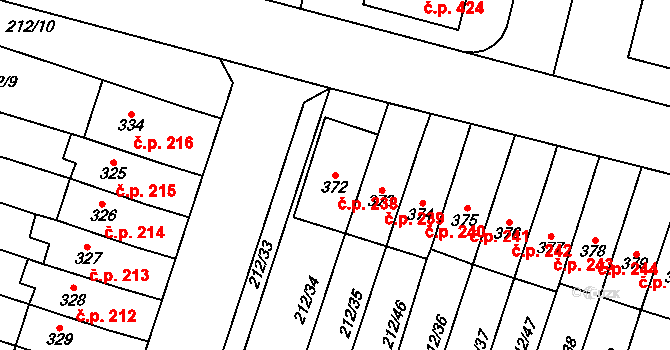Domamyslice 238, Prostějov na parcele st. 372 v KÚ Domamyslice, Katastrální mapa
