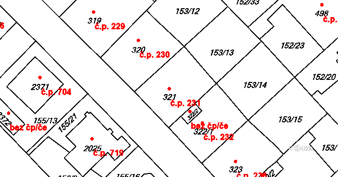 Úšovice 231, Mariánské Lázně na parcele st. 321 v KÚ Úšovice, Katastrální mapa