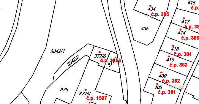 Rychnov nad Kněžnou 1653 na parcele st. 377/6 v KÚ Rychnov nad Kněžnou, Katastrální mapa