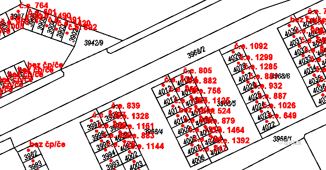 Chomutov 1314 na parcele st. 4013 v KÚ Chomutov I, Katastrální mapa