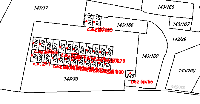 Braňany 278 na parcele st. 328 v KÚ Braňany, Katastrální mapa