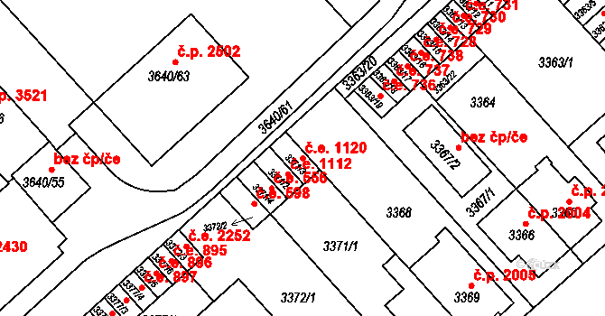 Znojmo 1120 na parcele st. 3371/3 v KÚ Znojmo-město, Katastrální mapa