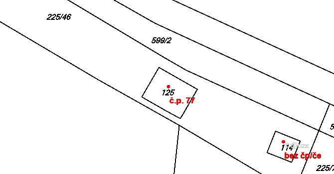 Bubovice 77, Volenice na parcele st. 125 v KÚ Bubovice u Březnice, Katastrální mapa