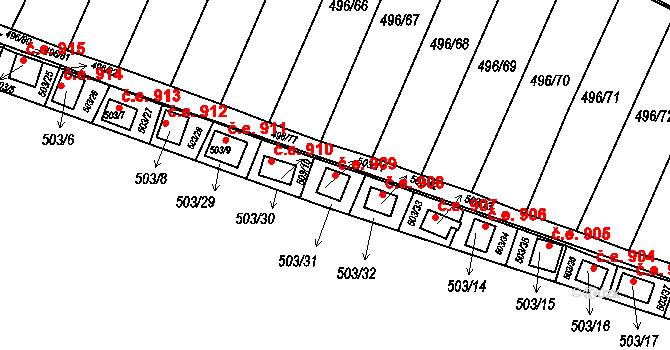 Mikulovice 909, Klášterec nad Ohří na parcele st. 503/11 v KÚ Mikulovice u Vernéřova, Katastrální mapa