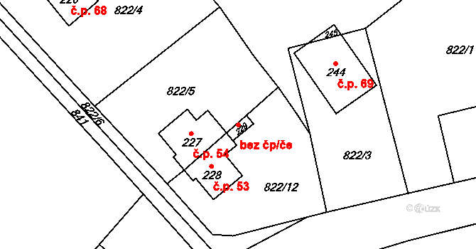 Mírová pod Kozákovem 42494206 na parcele st. 229 v KÚ Sekerkovy Loučky, Katastrální mapa