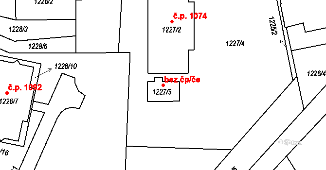 Jilemnice 43049206 na parcele st. 1227/3 v KÚ Jilemnice, Katastrální mapa