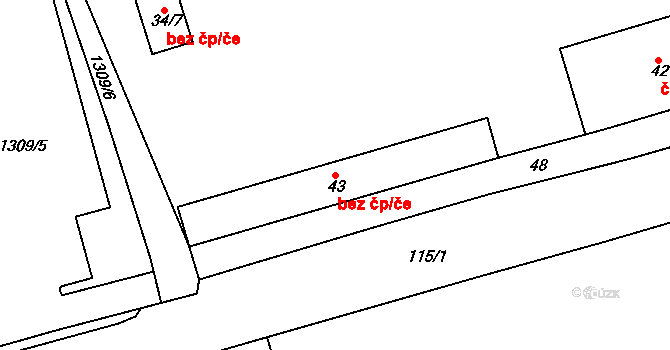 Proboštov 45150206 na parcele st. 43 v KÚ Proboštov u Teplic, Katastrální mapa