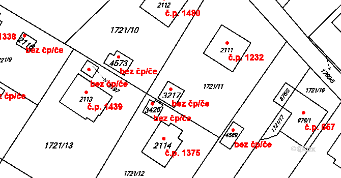 Rožnov pod Radhoštěm 45659206 na parcele st. 3217 v KÚ Rožnov pod Radhoštěm, Katastrální mapa