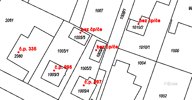 Bystřice nad Pernštejnem 46278206 na parcele st. 1005/6 v KÚ Bystřice nad Pernštejnem, Katastrální mapa