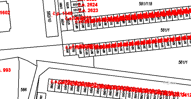 Bludovice 2688, Havířov na parcele st. 581/83 v KÚ Bludovice, Katastrální mapa